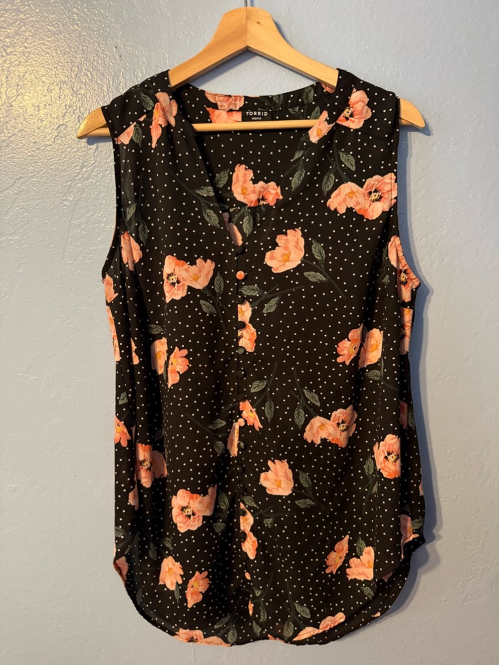 torrid Black Floral & Polka Dot Sleeveless Camisole